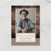 Memorial Bloemen Rustiek Hout Foto Begrafenis Keep Visitekaartje (Voorkant)