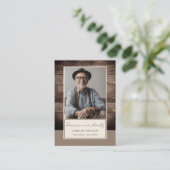 Memorial Bloemen Rustiek Hout Foto Begrafenis Keep Visitekaartje (Staand voorkant)