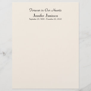 Memorial Book Filler Page, Off White Color