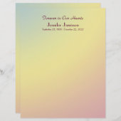 Memorial Book Filler Page, Pastel Yellow Blue Pink (Voorkant / Achterkant)
