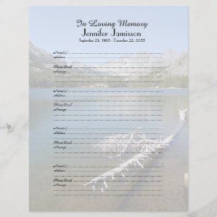 Memorial Book Filler Sign-In Page Lake Scene
