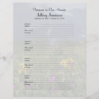 Memorial Book Filler Sign-In Page Wildbloemen