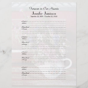 Memorial Book Sign-In Teapot Filler Page