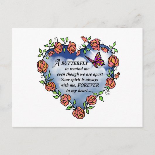 Memorial Butterfly Poem Briefkaart (Voorkant)