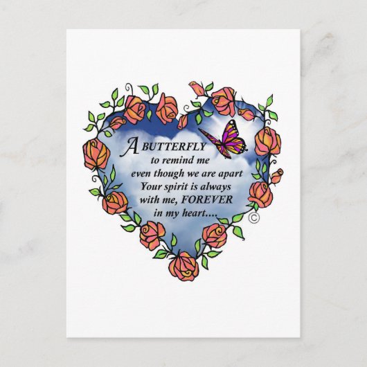 Memorial Butterfly Poem Briefkaart (Voorkant)