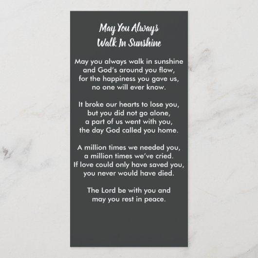 Memorial Camo Foto Funeral Prayer Bladwijzer Kaart (Achterkant)