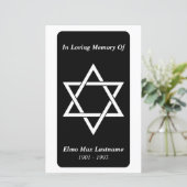 memorial card elegant star of david (Staand voorkant)