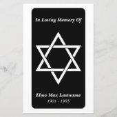 memorial card elegant star of david (Voorkant)