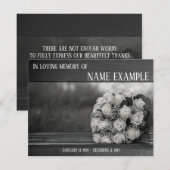 Memorial Cards A bouquet of white roses monochrom (Voorkant / Achterkant)