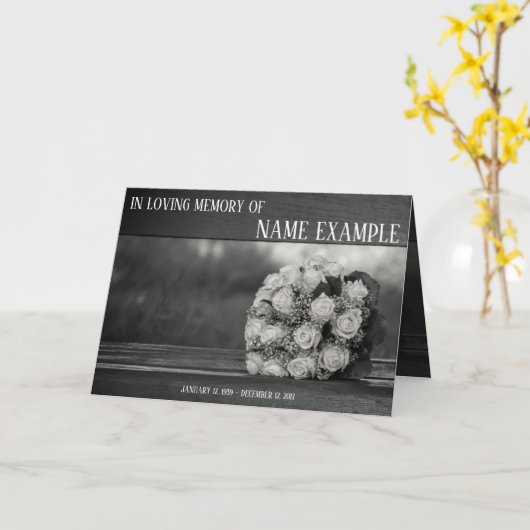 Memorial Cards A bouquet of white roses monochrom Kaart (Gele Bloem)