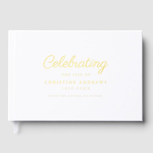 Mémorial "Célébration de la vie" Gold-Foil, Blanc (Recto)