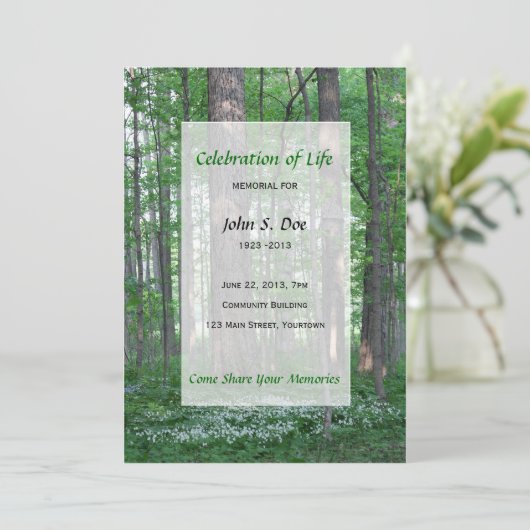 Memorial Celebration of Life Forest-uitnodiging Kaart (Staand voorkant)