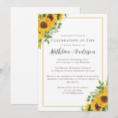 Memorial Celebration of Life Funeral Sunflower Kaart (Voorkant / Achterkant)