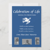 Memorial Celebration of Life Peace Dove invitation (Devant)