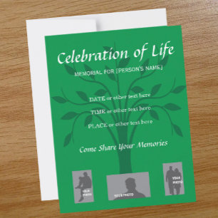 Memorial Celebration of Life Tree-uitnodiging Kaart