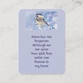 Memorial Chickadee Bird Winter Snow Tree Visitekaartje (Voorkant)