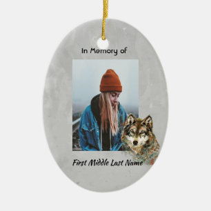 Memorial Christelijk Keepsake Waterverf Wolf Anima Keramisch Ornament