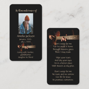 Memorial Christelijk Memory Kaart Music Guitar Visitekaartje