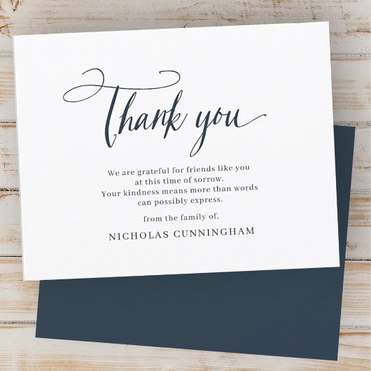 Memorial Classic Simple Cursive Typography Bedankkaart