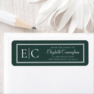 Memorial Classic Simple Monogram Return Address Etiket