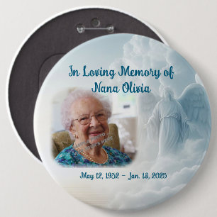 Memorial Clouds & Angel LARGE Pin Button Foto