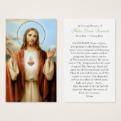 Mémorial Coeur effrayé Jésus Prière Cartes de Symp (Devant & derrière)