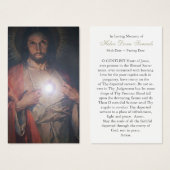Mémorial Coeur effrayé Jésus Prière Cartes de Symp (Devant & derrière)