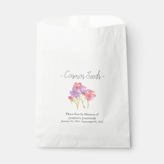 Memorial Cosmos Seed begrafenis Bedankzakje (Voorkant)