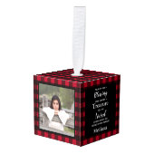 Memorial Custom 3 Foto Red Buffalo Kubus Ornament (Voorkant hoekig)