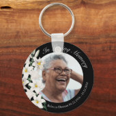 Memorial Custom Foto Lily Black Floral Sleutelhanger (Voorkant)