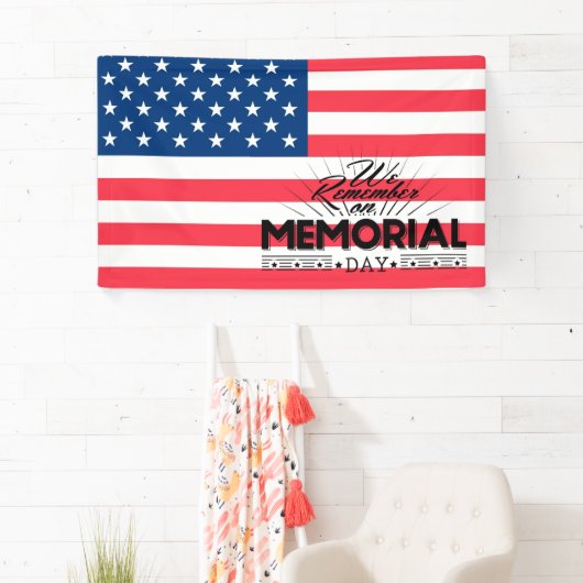 Memorial Day America Flag and Typography Spandoek (Insitu)