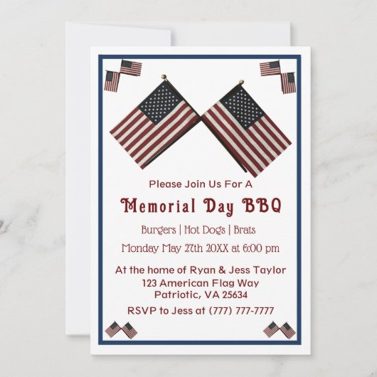 Memorial Day American Flag Kaart (Voorkant)