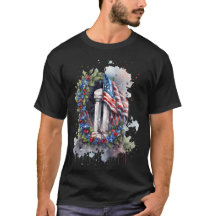 Memorial Day Amerikaanse vlag & krans T-shirt