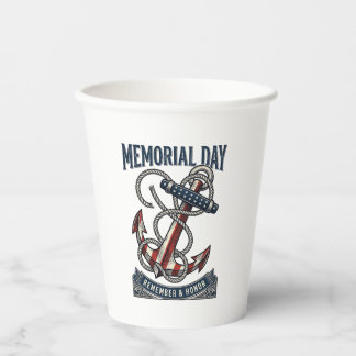Memorial Day Anchor Remember Honor Vintage Shirt_1 Papieren Bekers