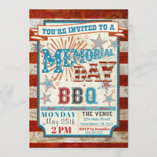Memorial Day BBQ Cookout-uitnodigingen Kaart