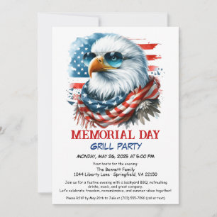 Memorial Day BBQ-feest   patriottische grill Kaart