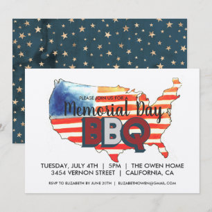 Memorial Day BBQ-feestuitnodiging Kaart