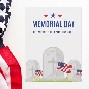 Memorial Day Begraafplaats Scène met Vlaggen Briefkaart