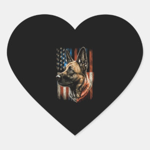 Memorial Day Belgische Malinois Amerikaanse vlag U Hart Sticker