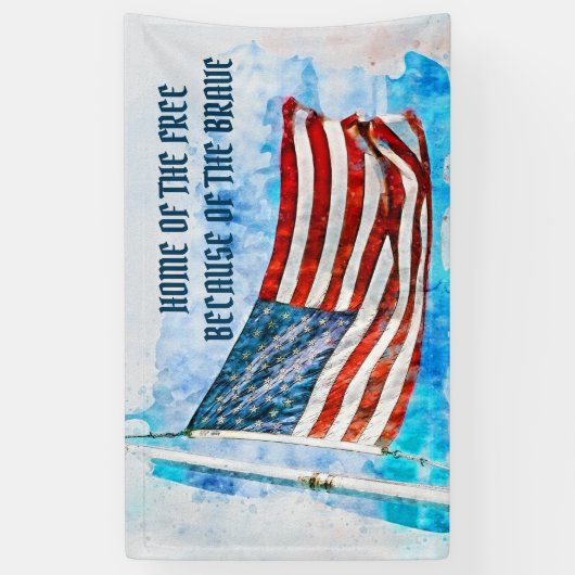 Memorial Day Blue Waterverf America Flag Spandoek (Verticaal)