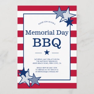 Memorial Day Bold Stars en Stripes Patriotic BBQ Kaart