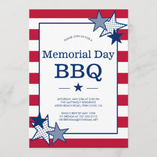 Memorial Day Bold Stars en Stripes Patriotic BBQ Kaart