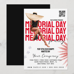 Memorial Day Event Girly Patriotic Party Flyers Kaart