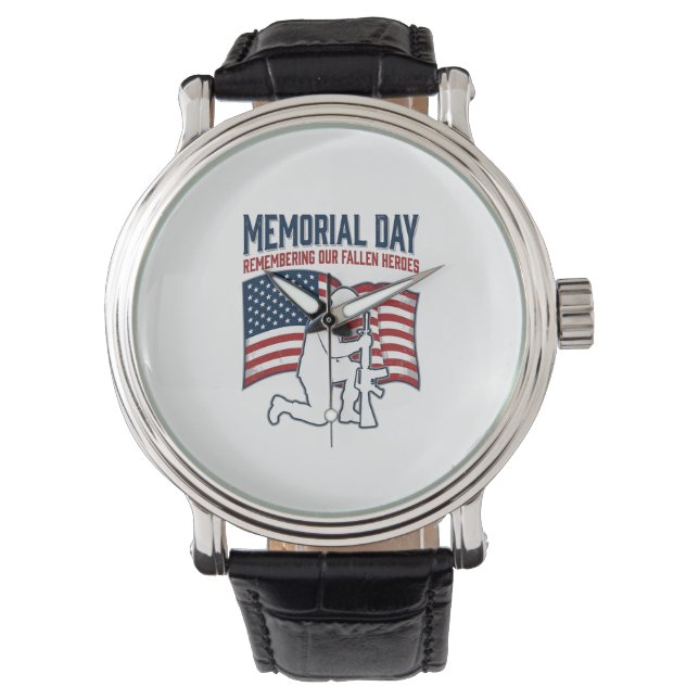 Memorial Day Fallen Heroes Patriotic Soldier Shirt Horloge (Voorkant)