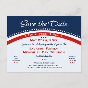 Memorial Day Family Reunion, Party, Save the Date Aankondigingskaart