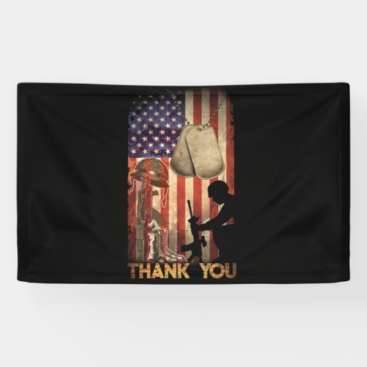 Memorial Day Flag Militaire Boots Dog 4 juli Spandoek (Horizontaal)