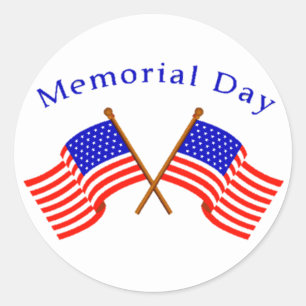 Memorial Day Gekruiste Vlaggen Badge Ronde Sticker