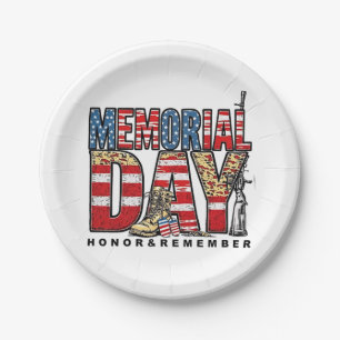 Memorial Day Honor & Remember Amerikaanse vlag Papieren Bordje