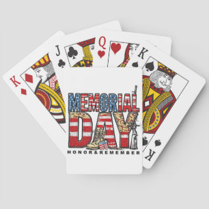Memorial Day Honor & Remember Amerikaanse vlag Pokerkaarten