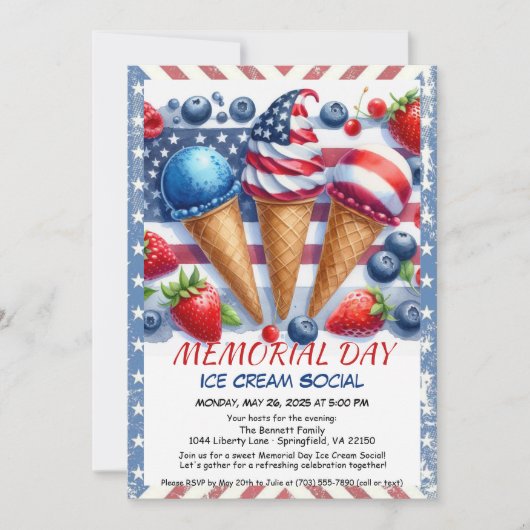 Memorial Day Ice Cream Invitation sociale - Sweet (Devant)